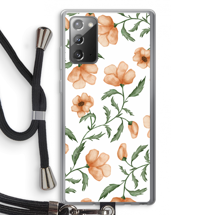 Peachy flowers: Samsung Galaxy Note 20 / Note 20 5G Transparant Hoesje met koord