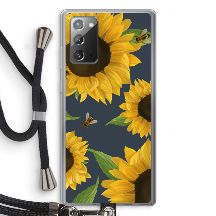 Sunflower and bees: Samsung Galaxy Note 20 / Note 20 5G Transparant Hoesje met koord