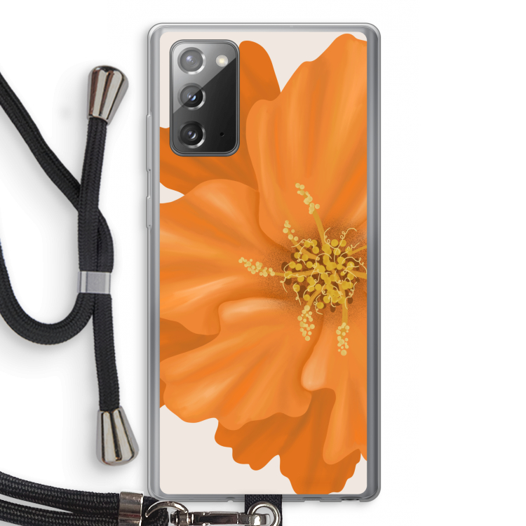 Orange Ellila flower: Samsung Galaxy Note 20 / Note 20 5G Transparant Hoesje met koord