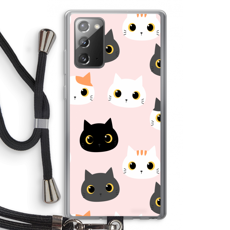 Katten: Samsung Galaxy Note 20 / Note 20 5G Transparant Hoesje met koord