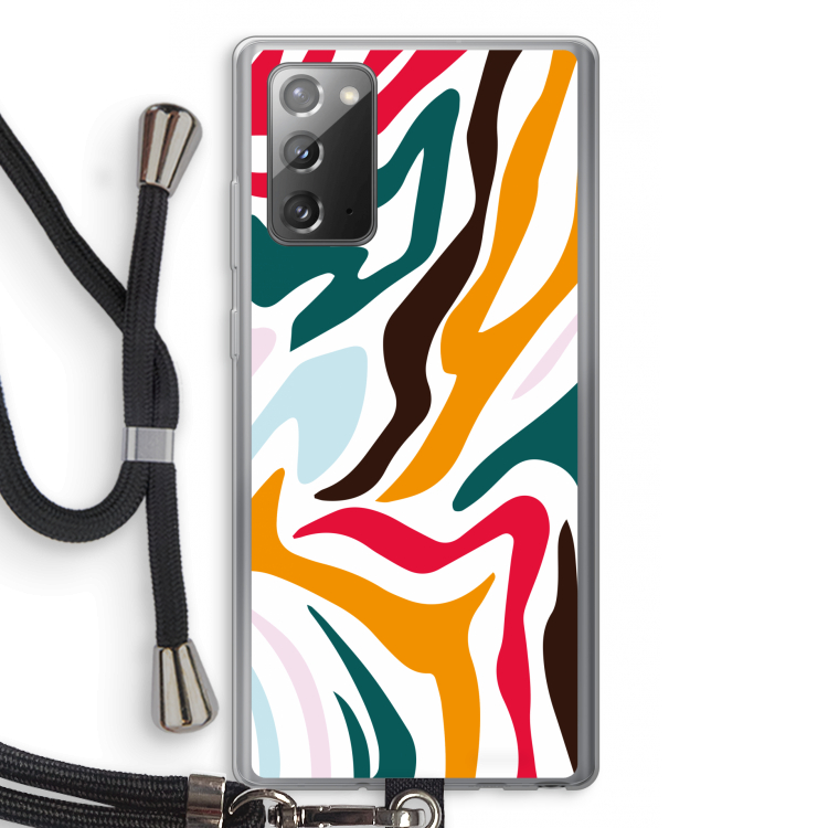 Colored Zebra: Samsung Galaxy Note 20 / Note 20 5G Transparant Hoesje met koord