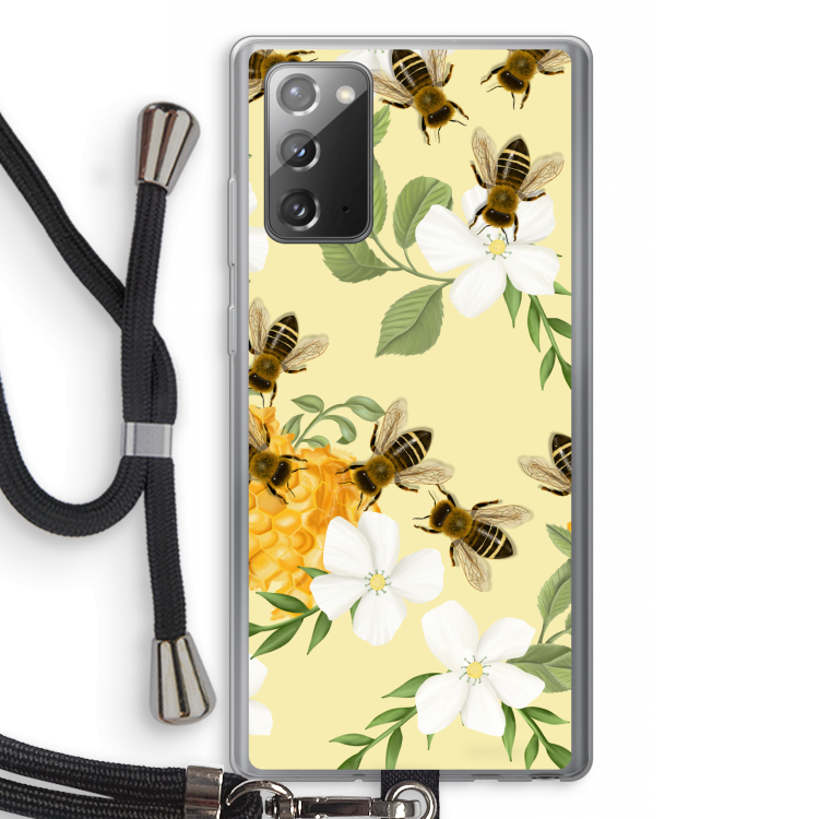 No flowers without bees: Samsung Galaxy Note 20 / Note 20 5G Transparant Hoesje met koord