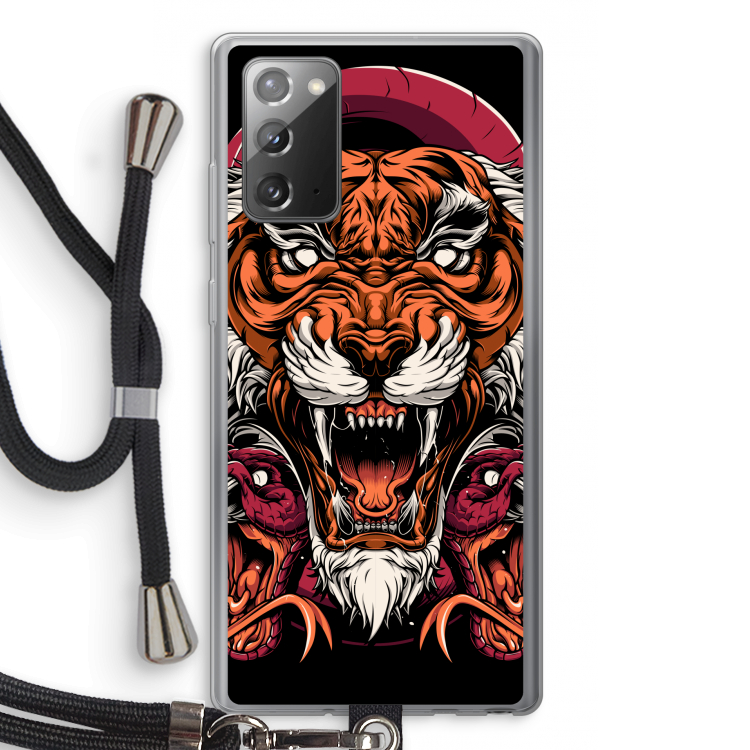 Tiger and Rattlesnakes: Samsung Galaxy Note 20 / Note 20 5G Transparant Hoesje met koord