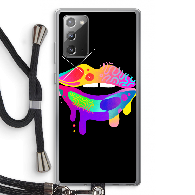 Lip Palette: Samsung Galaxy Note 20 / Note 20 5G Transparant Hoesje met koord