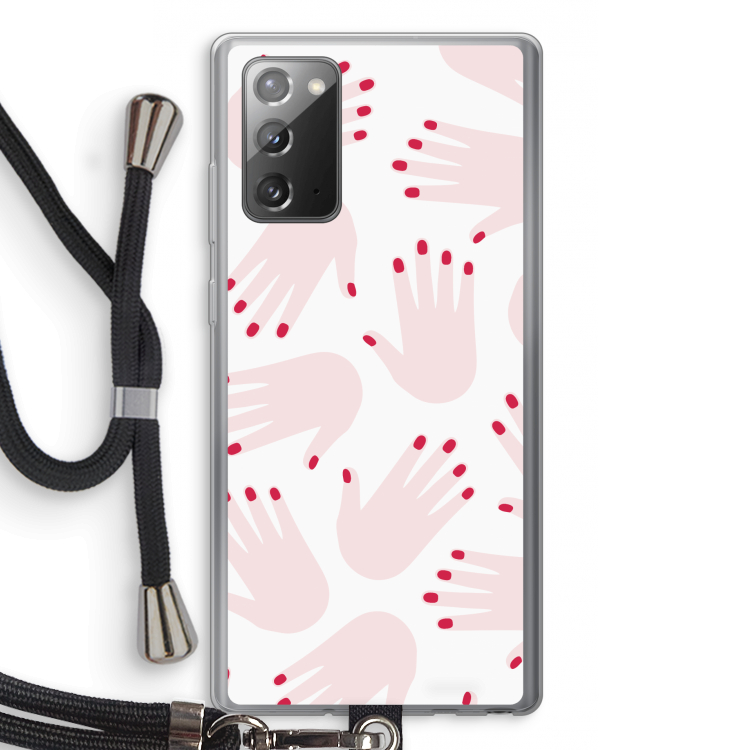 Hands pink: Samsung Galaxy Note 20 / Note 20 5G Transparant Hoesje met koord