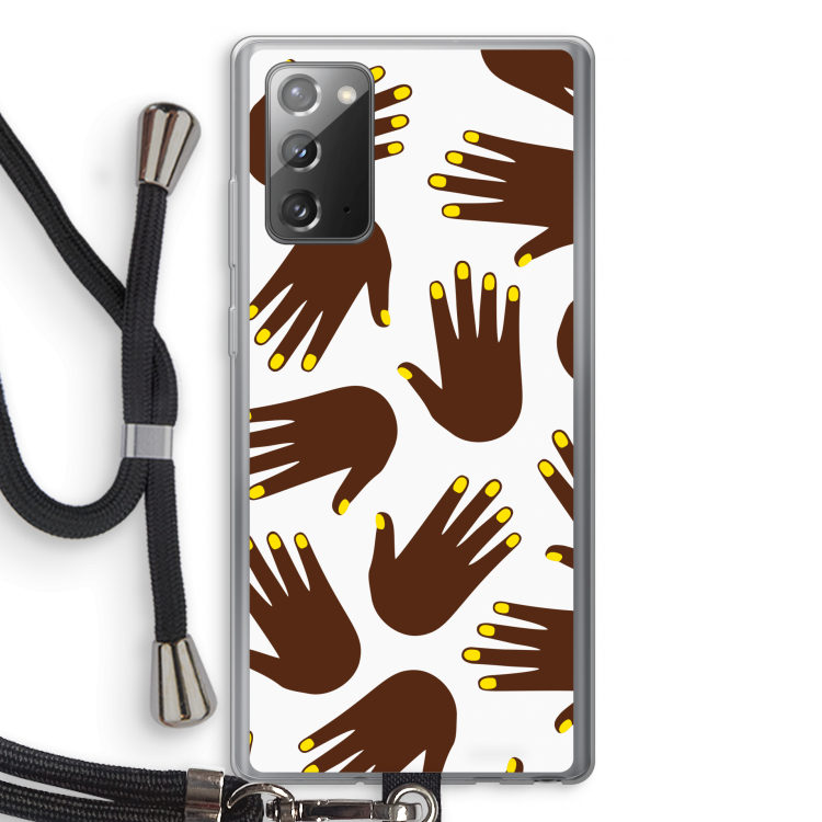 Hands dark: Samsung Galaxy Note 20 / Note 20 5G Transparant Hoesje met koord