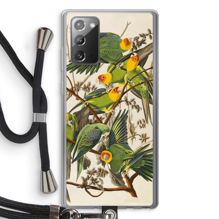 Carolinaparkiet: Samsung Galaxy Note 20 / Note 20 5G Transparant Hoesje met koord