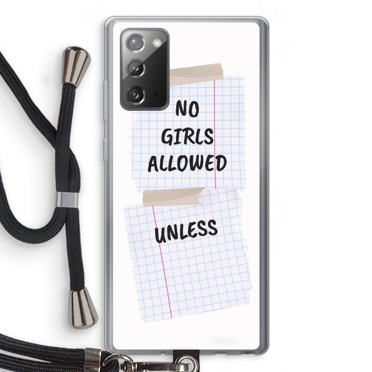No Girls Allowed Unless: Samsung Galaxy Note 20 / Note 20 5G Transparant Hoesje met koord