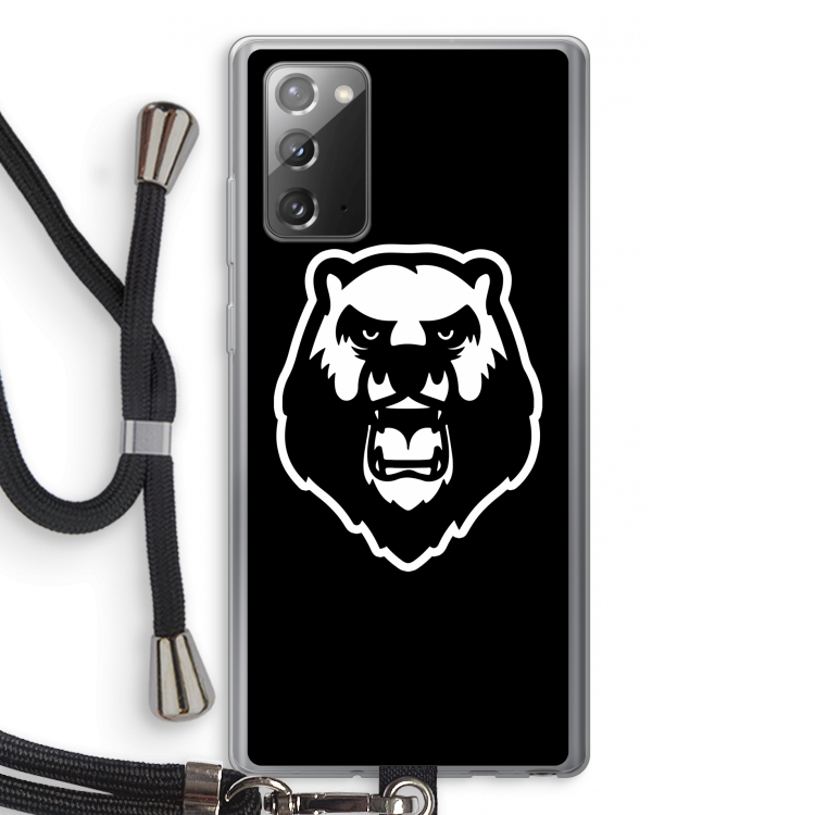 Angry Bear (black): Samsung Galaxy Note 20 / Note 20 5G Transparant Hoesje met koord