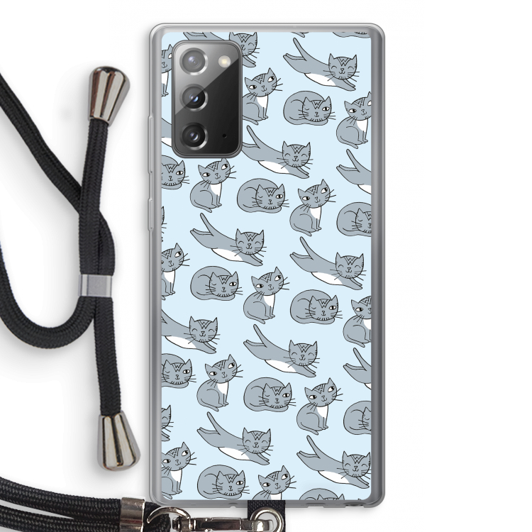 Poezen: Samsung Galaxy Note 20 / Note 20 5G Transparant Hoesje met koord