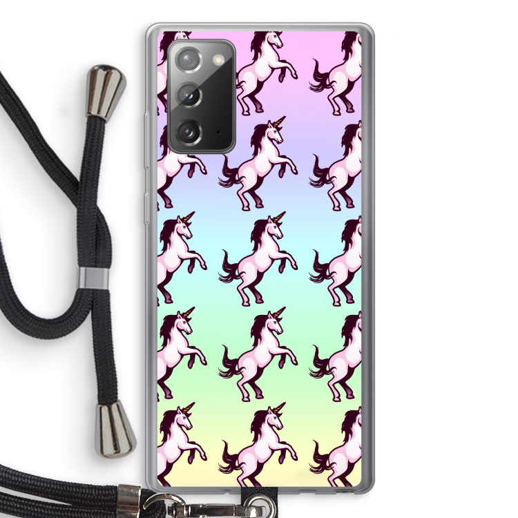 Musketon Unicorn: Samsung Galaxy Note 20 / Note 20 5G Transparant Hoesje met koord