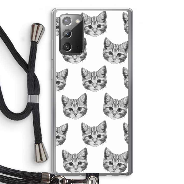 Kitten: Samsung Galaxy Note 20 / Note 20 5G Transparant Hoesje met koord