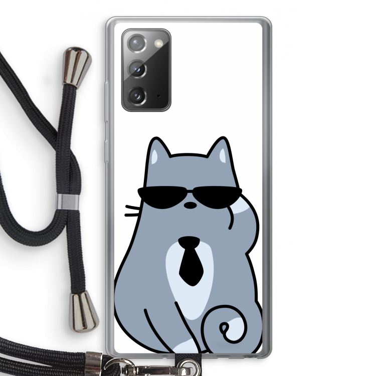 Cool cat: Samsung Galaxy Note 20 / Note 20 5G Transparant Hoesje met koord