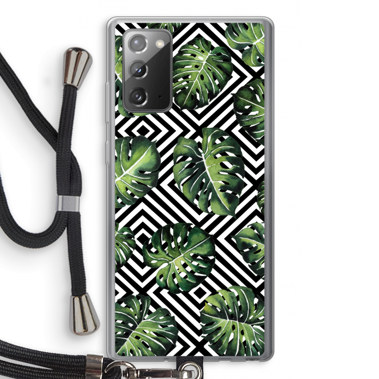 Geometrische jungle: Samsung Galaxy Note 20 / Note 20 5G Transparant Hoesje met koord
