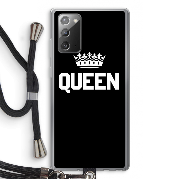 Queen zwart: Samsung Galaxy Note 20 / Note 20 5G Transparant Hoesje met koord