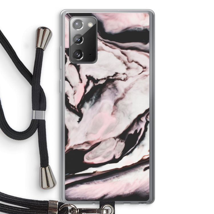 Roze stroom: Samsung Galaxy Note 20 / Note 20 5G Transparant Hoesje met koord