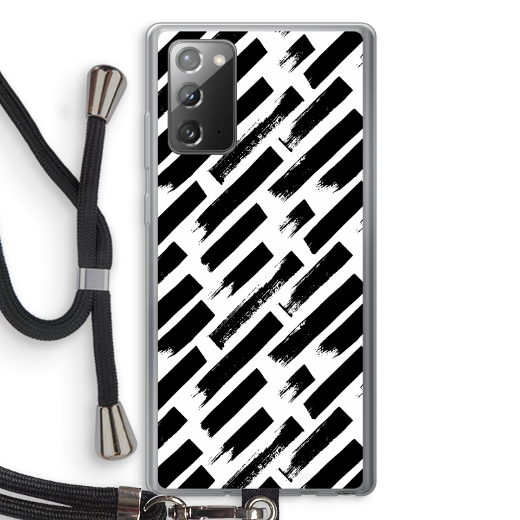 Zwarte vegen: Samsung Galaxy Note 20 / Note 20 5G Transparant Hoesje met koord