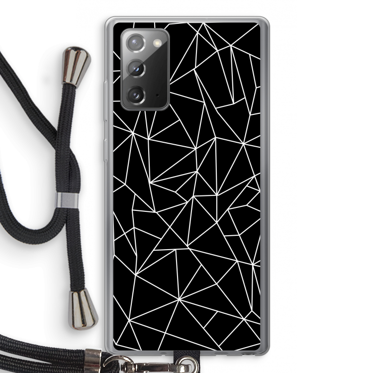 Geometrische lijnen wit: Samsung Galaxy Note 20 / Note 20 5G Transparant Hoesje met koord