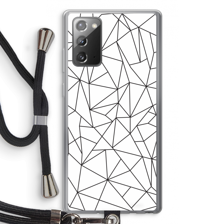 Geometrische lijnen zwart: Samsung Galaxy Note 20 / Note 20 5G Transparant Hoesje met koord