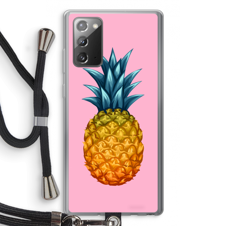 Grote ananas: Samsung Galaxy Note 20 / Note 20 5G Transparant Hoesje met koord
