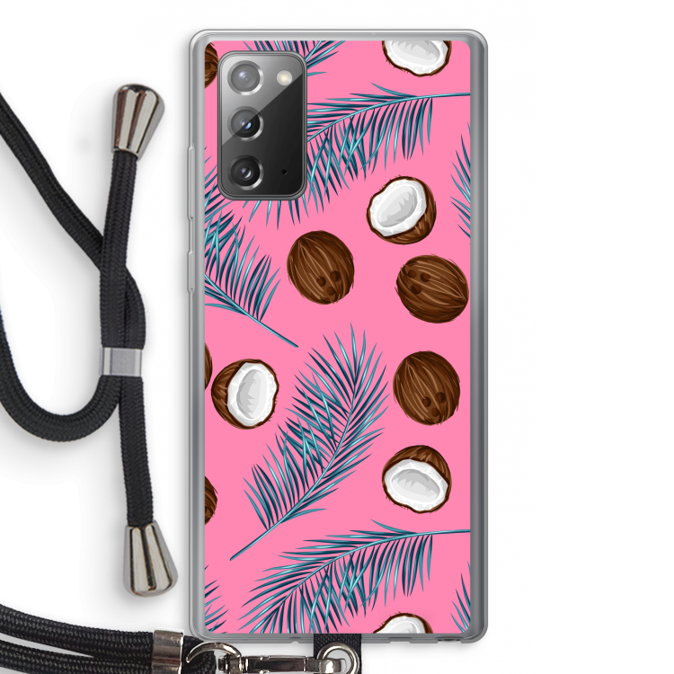 Kokosnoot roze: Samsung Galaxy Note 20 / Note 20 5G Transparant Hoesje met koord