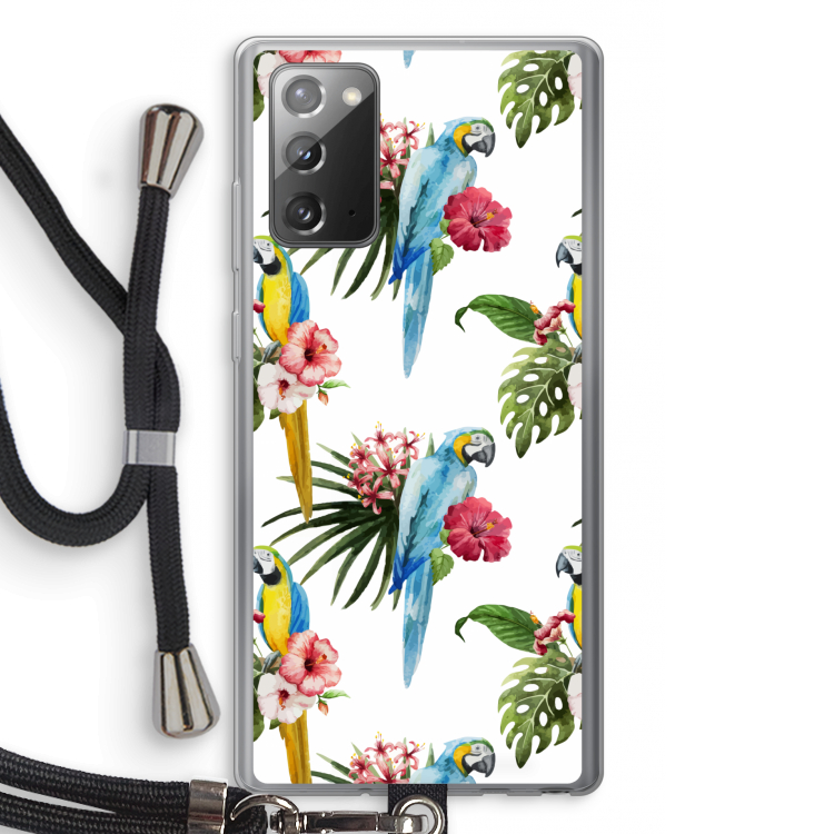 Kleurrijke papegaaien: Samsung Galaxy Note 20 / Note 20 5G Transparant Hoesje met koord