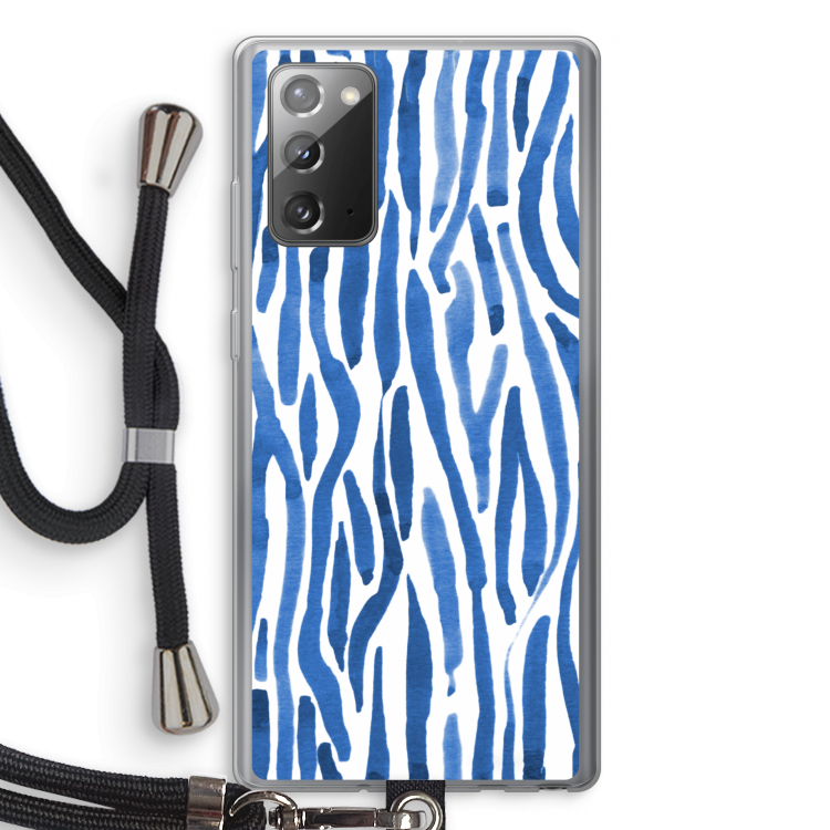 Blauwe nerven: Samsung Galaxy Note 20 / Note 20 5G Transparant Hoesje met koord