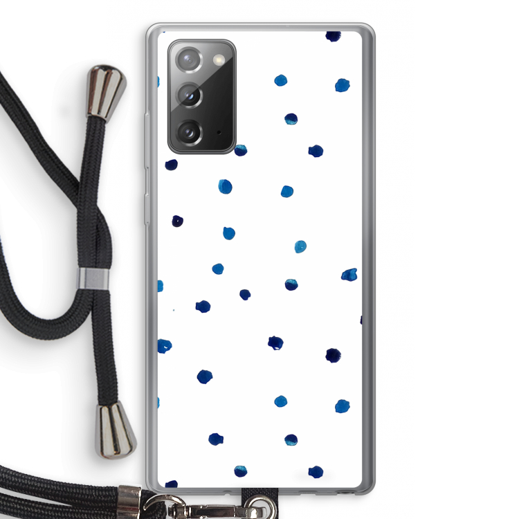 Blauwe stippen: Samsung Galaxy Note 20 / Note 20 5G Transparant Hoesje met koord