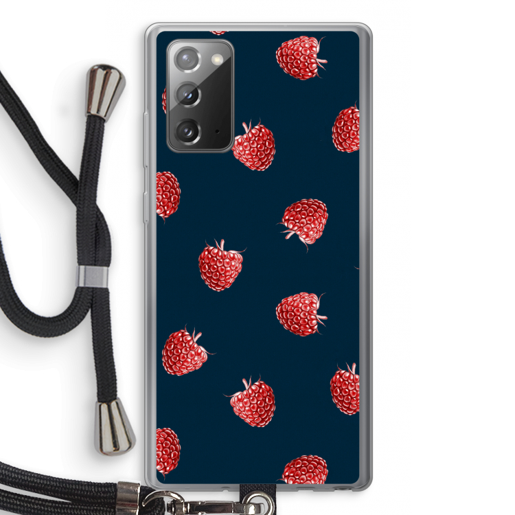 Framboosjes: Samsung Galaxy Note 20 / Note 20 5G Transparant Hoesje met koord