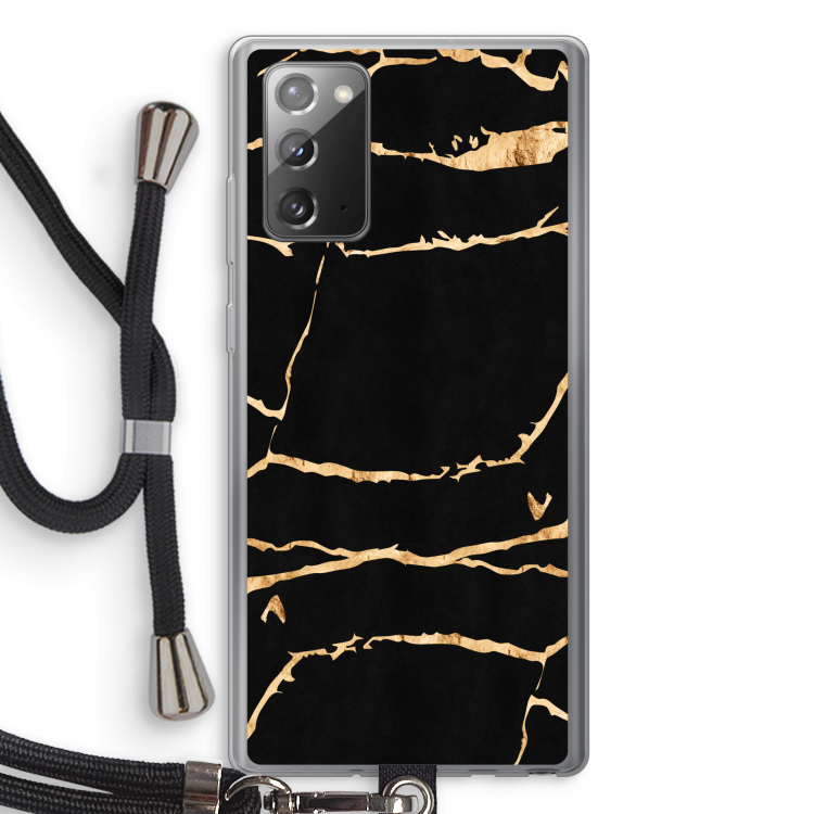 Gouden marmer: Samsung Galaxy Note 20 / Note 20 5G Transparant Hoesje met koord