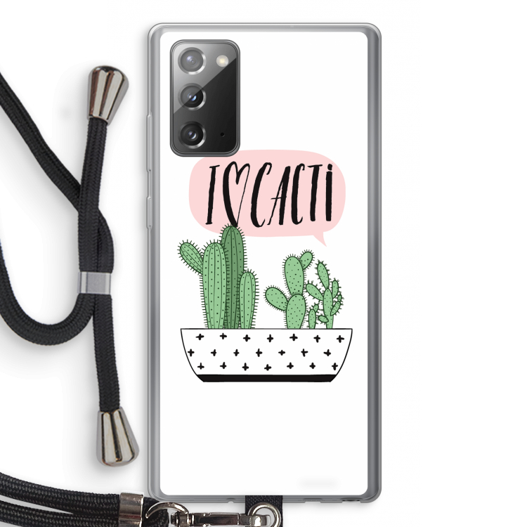 I love cacti: Samsung Galaxy Note 20 / Note 20 5G Transparant Hoesje met koord