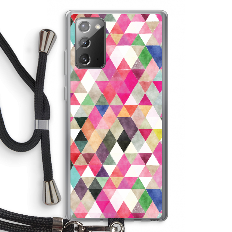 Gekleurde driehoekjes: Samsung Galaxy Note 20 / Note 20 5G Transparant Hoesje met koord