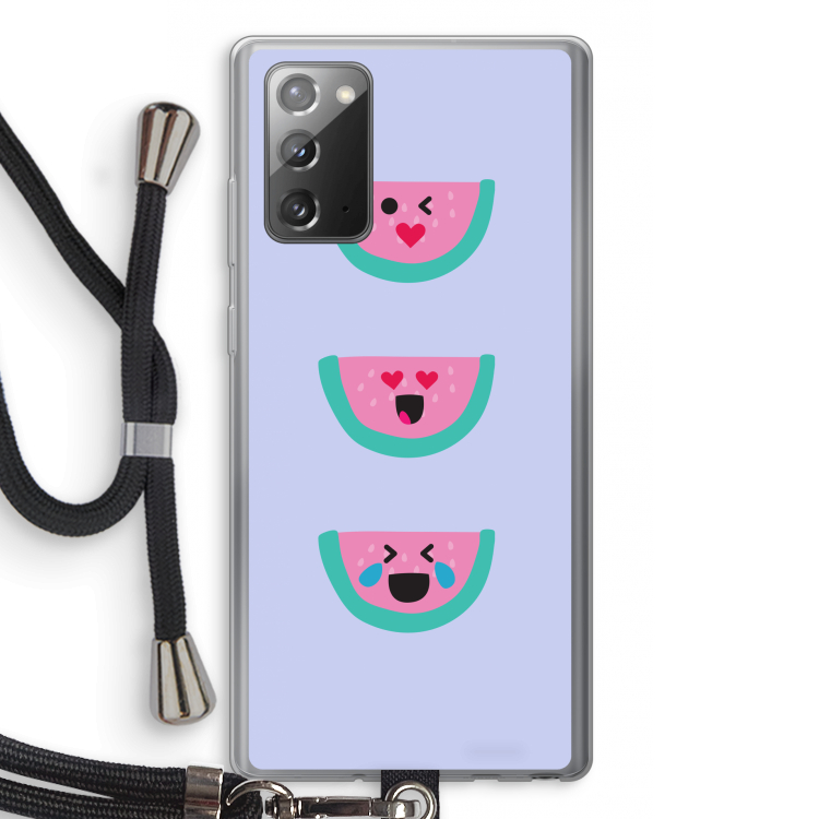 Smiley watermeloen: Samsung Galaxy Note 20 / Note 20 5G Transparant Hoesje met koord
