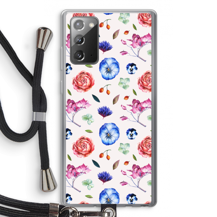 Bloemetjes: Samsung Galaxy Note 20 / Note 20 5G Transparant Hoesje met koord