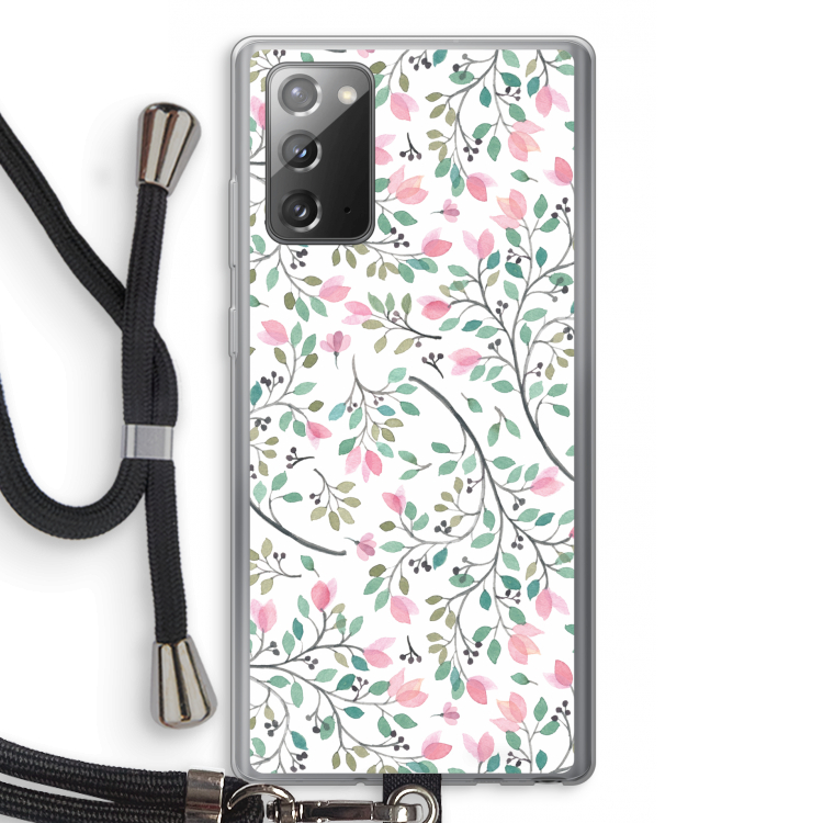 Sierlijke bloemen: Samsung Galaxy Note 20 / Note 20 5G Transparant Hoesje met koord