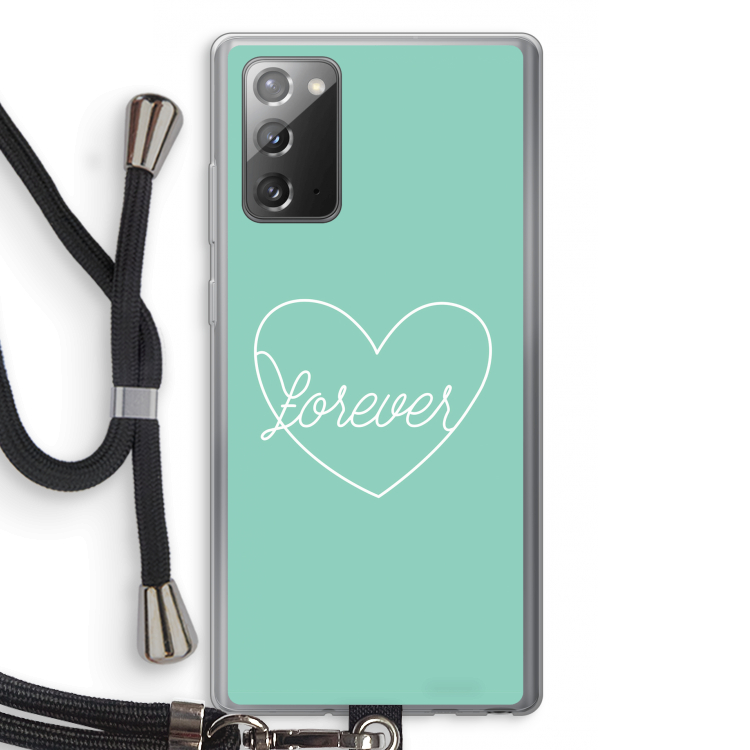 Forever heart pastel: Samsung Galaxy Note 20 / Note 20 5G Transparant Hoesje met koord