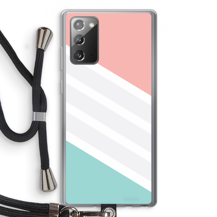 Strepen pastel: Samsung Galaxy Note 20 / Note 20 5G Transparant Hoesje met koord