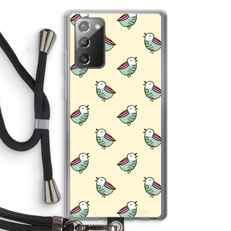 Vogeltjes: Samsung Galaxy Note 20 / Note 20 5G Transparant Hoesje met koord