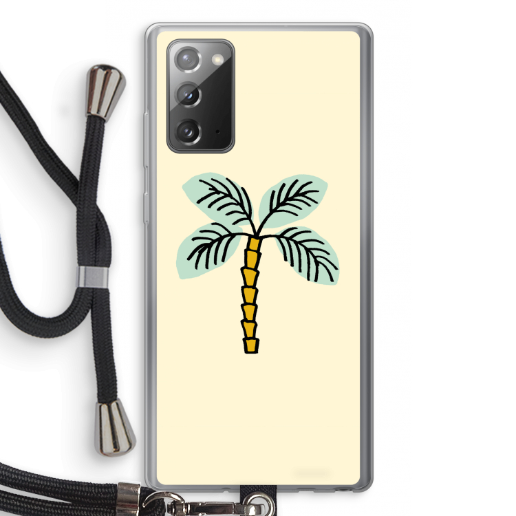 Palmboom: Samsung Galaxy Note 20 / Note 20 5G Transparant Hoesje met koord