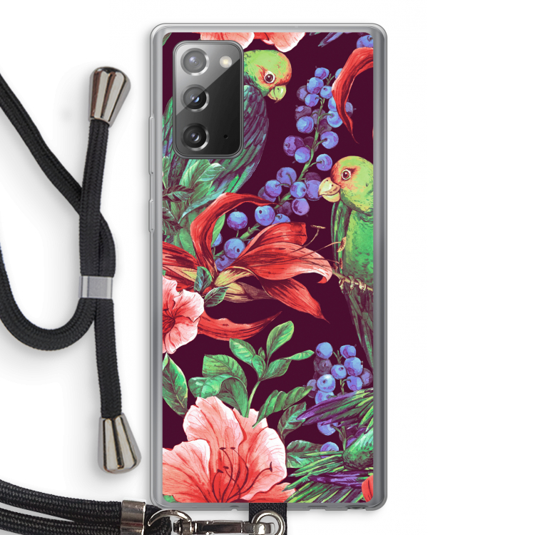 Papegaaien: Samsung Galaxy Note 20 / Note 20 5G Transparant Hoesje met koord