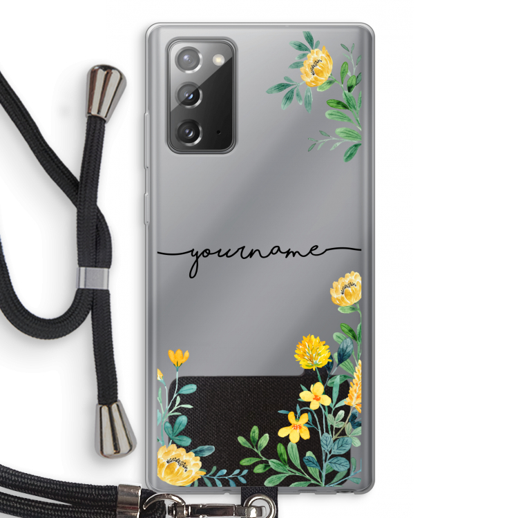 Gele bloemen: Samsung Galaxy Note 20 / Note 20 5G Transparant Hoesje met koord