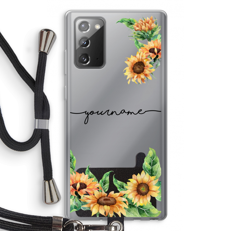Zonnebloemen: Samsung Galaxy Note 20 / Note 20 5G Transparant Hoesje met koord