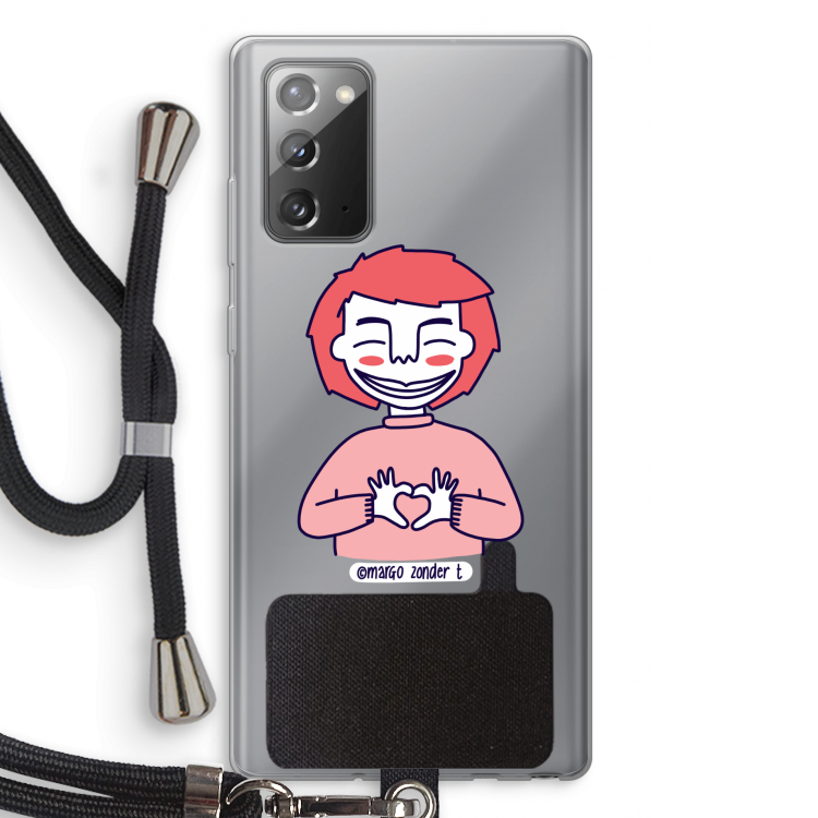 Hartje: Samsung Galaxy Note 20 / Note 20 5G Transparant Hoesje met koord