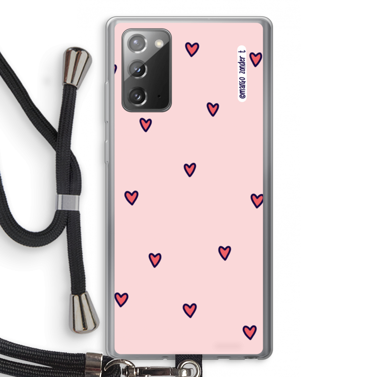Hartjes: Samsung Galaxy Note 20 / Note 20 5G Transparant Hoesje met koord