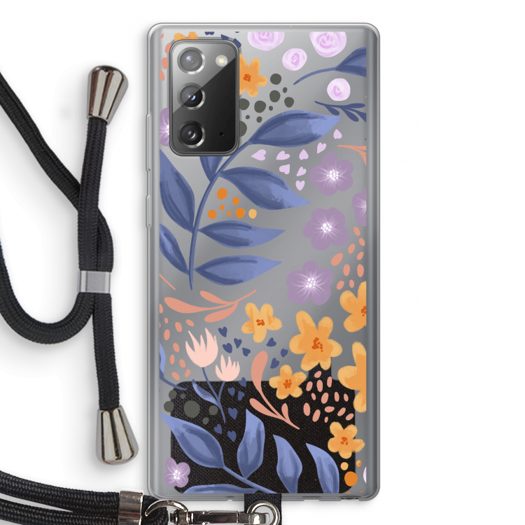 Flowers with blue leaves: Samsung Galaxy Note 20 / Note 20 5G Transparant Hoesje met koord