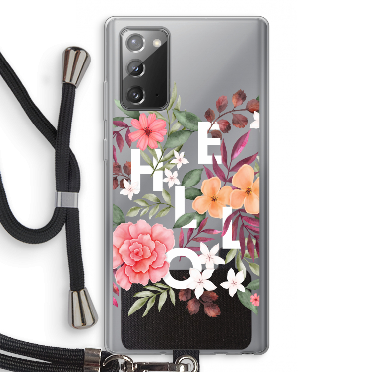 Hello in flowers: Samsung Galaxy Note 20 / Note 20 5G Transparant Hoesje met koord