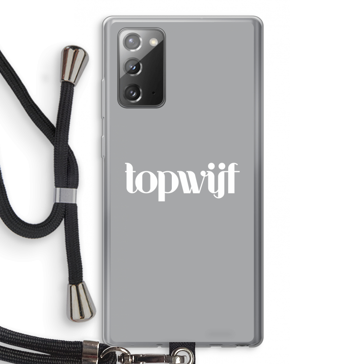 Topwijf Grijs Wit: Samsung Galaxy Note 20 / Note 20 5G Transparant Hoesje met koord