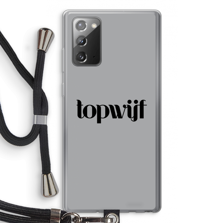 Topwijf Grijs Zwart: Samsung Galaxy Note 20 / Note 20 5G Transparant Hoesje met koord
