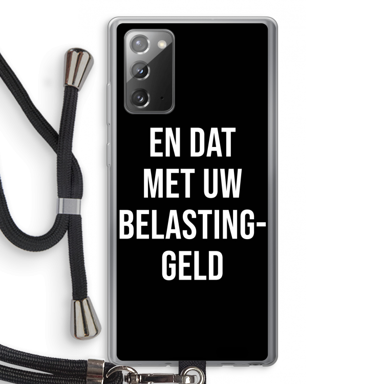 Belastinggeld - Zwart: Samsung Galaxy Note 20 / Note 20 5G Transparant Hoesje met koord