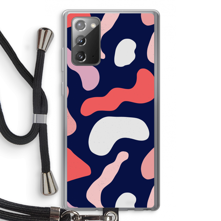 Memphis Shapes Pink: Samsung Galaxy Note 20 / Note 20 5G Transparant Hoesje met koord